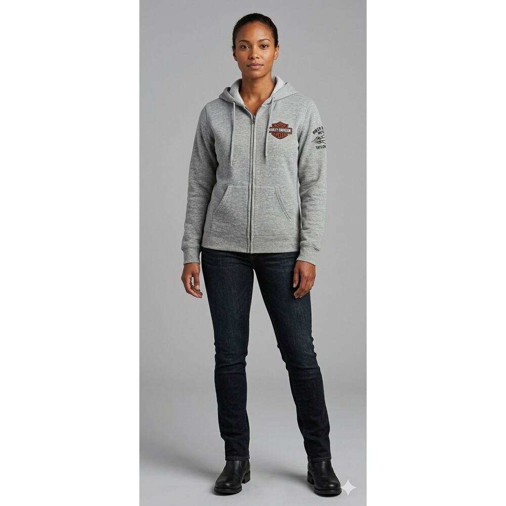Harley Davidson Full Zip Hoodie Sweatshirt Heather Gray, Women's Size M-L?